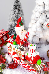 Christmas tree table handmade arrangement mini decoration for new year artificial on white background isolated