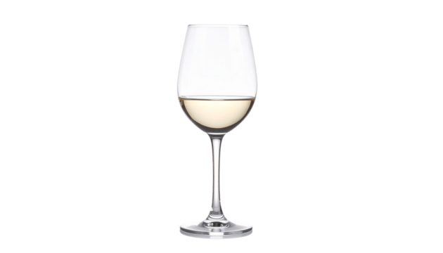 A solitary glass of drink is beautifully isolated against a stark white background, its crystal goblet ready for a celebration