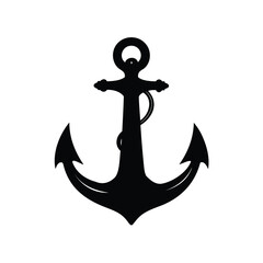 Elegant black and white anchor illustration perfect for nautical themed projects, anchor tattoo design silhouette vector illustration