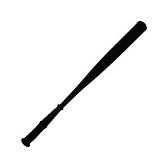 Silhouette of a baseball bat lying on its side on white background, baseball bat silhouette vector illustration