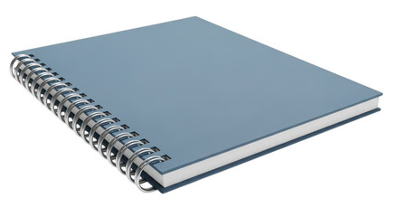 A light gray spiral notebook with a clean cover isolated on transparent background