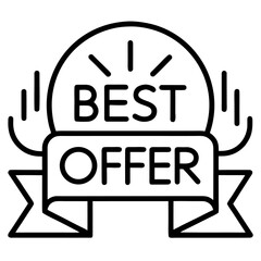 Best offer outline icon vector on white background