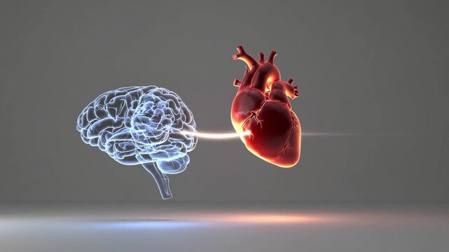 Conceptual Representation of the Equilibrium Between Emotional Core and Cognitive Center Concept of Balance Between Heart and Brain Three-Dimensional Rendering