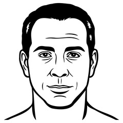 Minimalist black and white line art portrait of a man