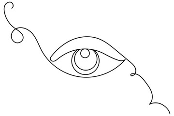 Minimalist Continuous Line Art of a Human Eye - Isolated Vector Icon Design