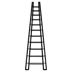 Tall extension ladder with clean line art style