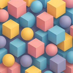 Fototapeta premium Vibrant Pastel Geometric Shapes Abstract Wallpaper