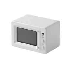 Sleek white microwave oven minimalist design against a transparent digital canvas showcase appliance