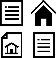 Simplified real estate document icons convey property details and contract agreements clearly and effectively