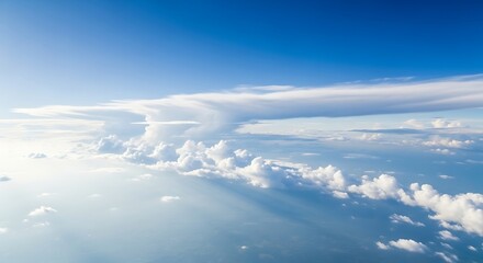 Aerial view of a beautiful blue sky and clouds.