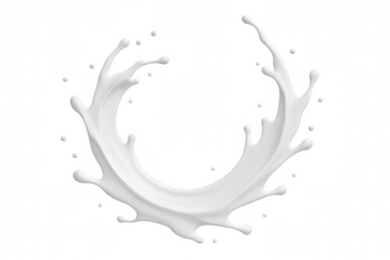 White milk splash forming a perfect circle on transparent background, ideal for advertising and graphic design