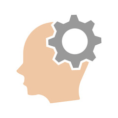 gear in head icon. Productivity vector illustration.. vector illustration, pictogram isolated on white background. color editable	
