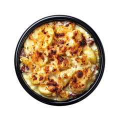 Authentic tartiflette cuisine black blow on transparent background