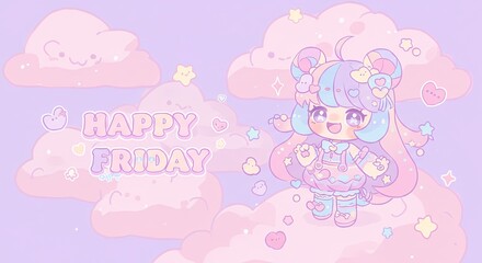 Cute pastel birthday character greeting