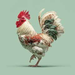dynamic fighting rooster in motion