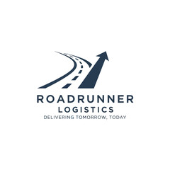Roadrunner Logistics logo: upward road, arrow, company name and slogan.