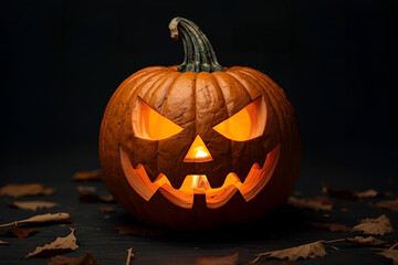 Scary Halloween Pumpkin Isolated on Black Background