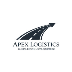 Fototapeta premium Apex Logistics logo featuring a road leading to an arrow, symbolizing global reach.