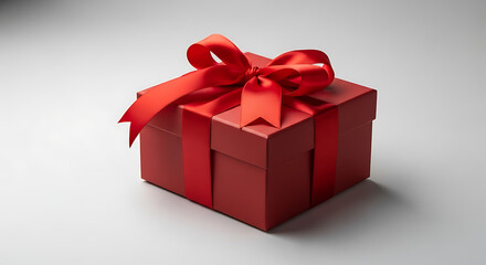 Obraz premium A red gift box with a ribbon on a white background