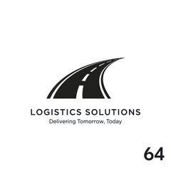 Black and white logo of a road with the words Logistics Solutions and Delivering Tomorrow, Today.