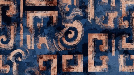 An intricate geometric tribal pattern with detailed symmetrical design elements.