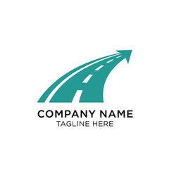 A teal-colored road curving upwards into an arrow shape, symbolizing progress and direction.