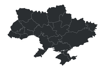 Detailed Vector Map of Ukraine with Regions on Transparent Background for Geographic and Political Projects