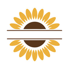 Sunflower Split Monogram Design Element for Personalized Decoration Projects with Floral Style and Colors