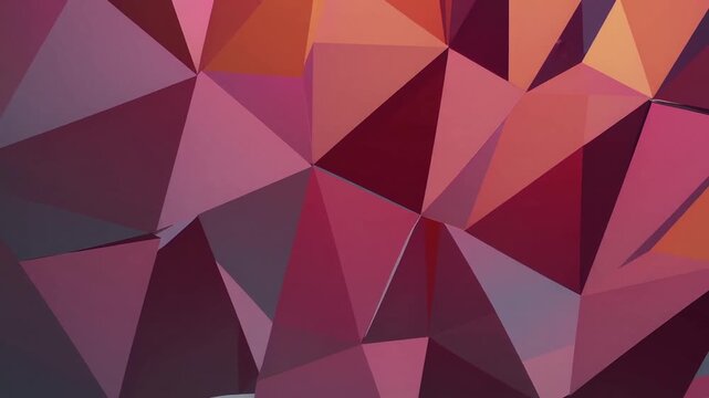 Set of Abstract Backgrounds and Design Elements Featuring Red, Orange, and Pink Low Poly Patterns