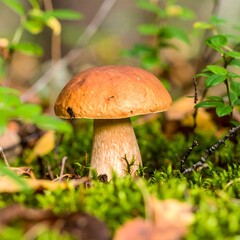 Forest mushroom in autumnal setting
