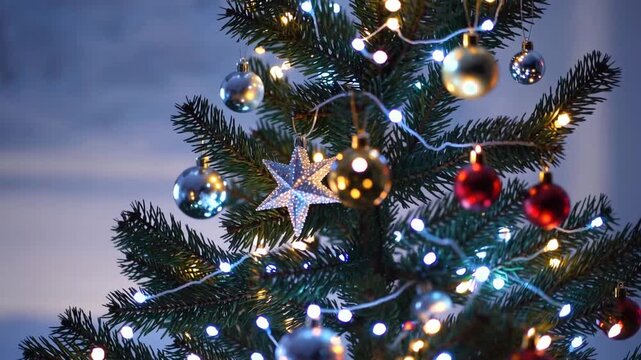 radiant Christmas tree set against out-of-focus background