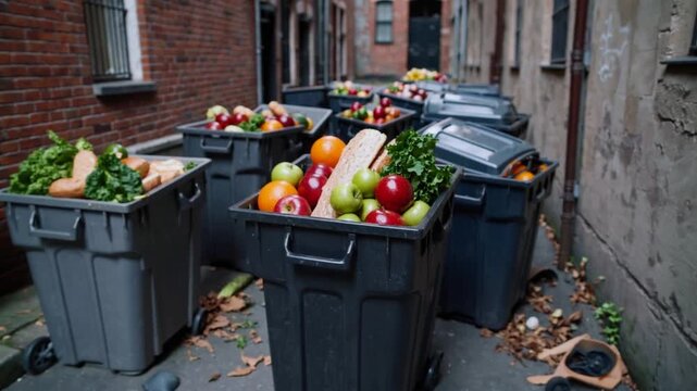Discarded Fresh Edibles in Waste Receptacle Demonstrating Excessive Food Disposal