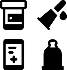Medical icons representing healthcare, treatment, and wellness for modern design