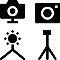 Professional photography icons capturing creative moments and essential equipment for visual storytelling