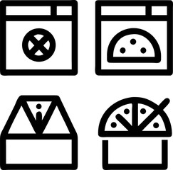 Simple icons representing food items and delivery boxes, perfect for menus and apps.