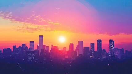 Fototapeta premium City skyline at vibrant sunset (1)