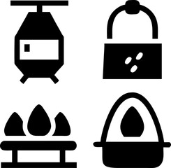 Charming Easter icons featuring eggs and festive baskets for holiday celebrations and springtime themes