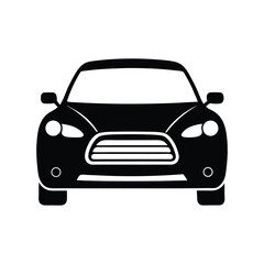 Electric car front view innovative black automobile design vector art illustration