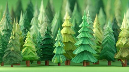 Three green pine trees with lush branches symbolizing natural holiday charm on a clean white background, capturing the simplicity of Christmas.
