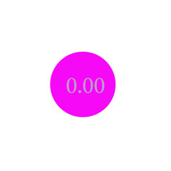 Bright pink circle with neon zero value text transparent background