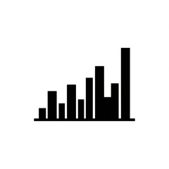 Black bar graph showing upward trend on white background