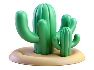 Cartoon cactus plants in a desert isolated on backdrop detailed rendering and illustration 3d illustration isolated on transparent background