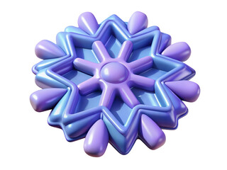 Fototapeta premium Elegant glossy snowflake design in blue and purple tones detailed 3d render 3d illustration isolated on transparent background
