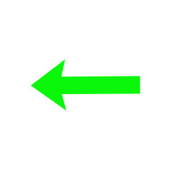 Bright green left arrow graphic pointing to the left side transparent background