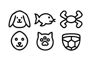 Vector art of collection of animal faces in line art style