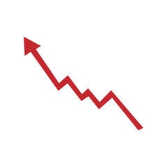 Red arrow chart showing upward trend and market growth transparent background