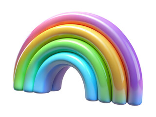 Glossy 3d rainbow render with vibrant pastel colors and smooth surfaces realistic light and shadow play 3d illustration isolated on transparent background