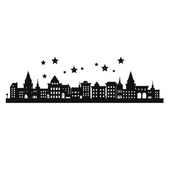 Silhouette of a european city skyline with stars