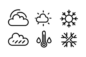 Vector art of weather forecast icons with cloud, sun, snowflake