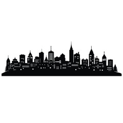 Naklejka premium Black silhouette of a sprawling city skyline at dusk